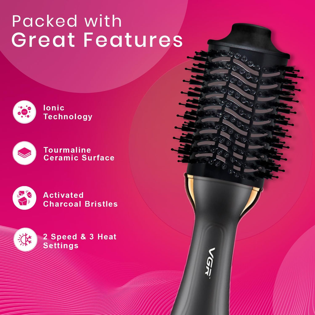 VGR V-492 Professional Hot Air Brush for Women's (Black)